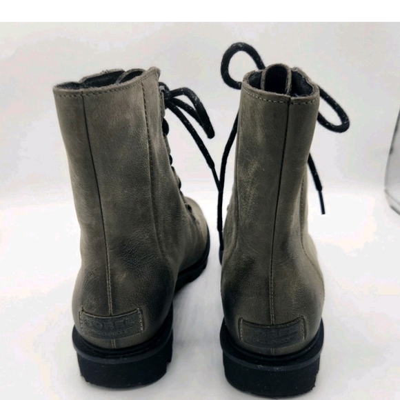 Sorel Phoenix Combat Boots Green Gray Leather Ankle Waterproof Lace Up 8.5 - Picture 5 of 8